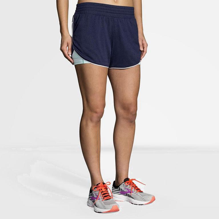 Brooks Rep 3 2-In-1 Women's Running Shorts UK Online - Blue (KPDRF5634)